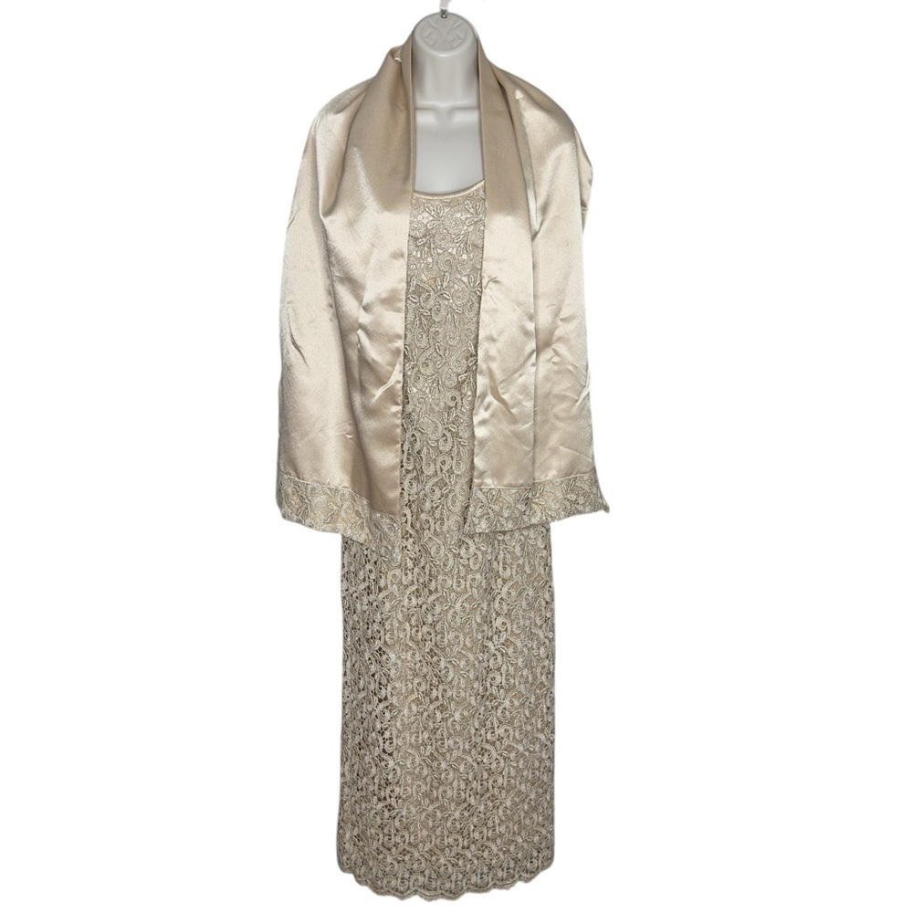 Aspeed Women’s Juniors Formal Elegant Cream Lace Dress‎ With Shawl Size 3/4